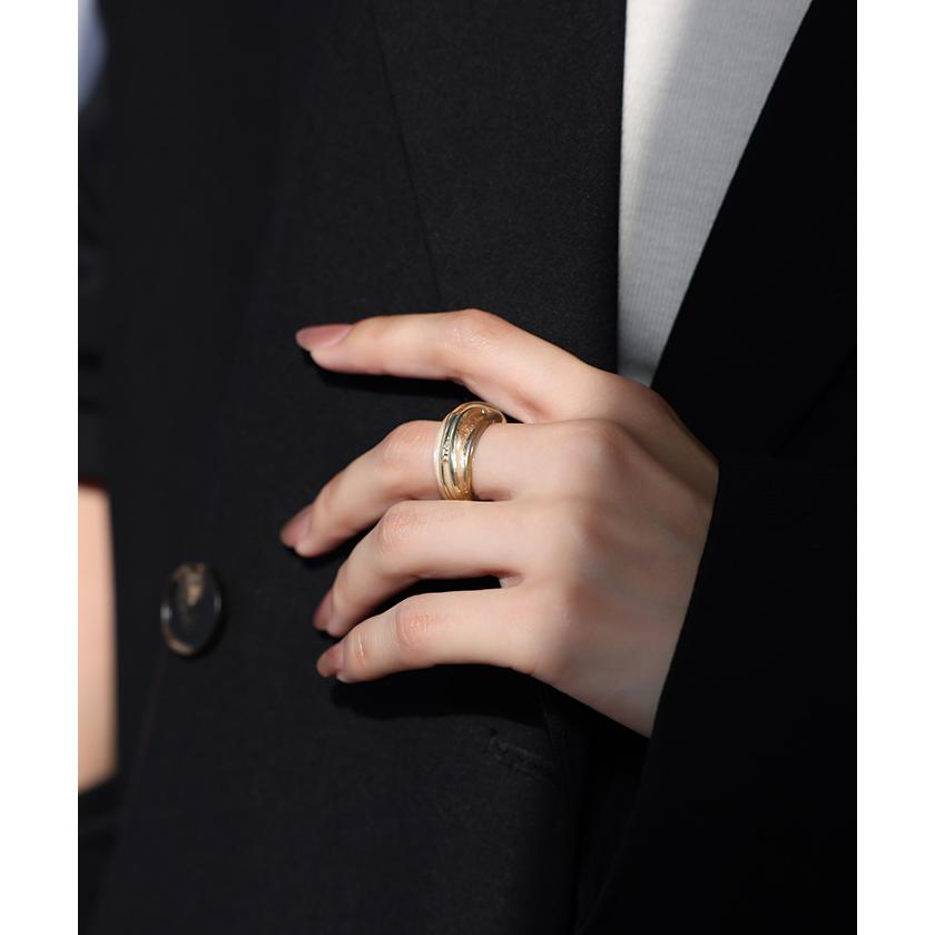 リング クリア メタル アクセサリー ニュアンス レディース 指輪 アクセ シルバー ゴールド シルバーアクセサリー ボリューム 透け感 レイヤード 重ね付け 太め | HUG.U | 14