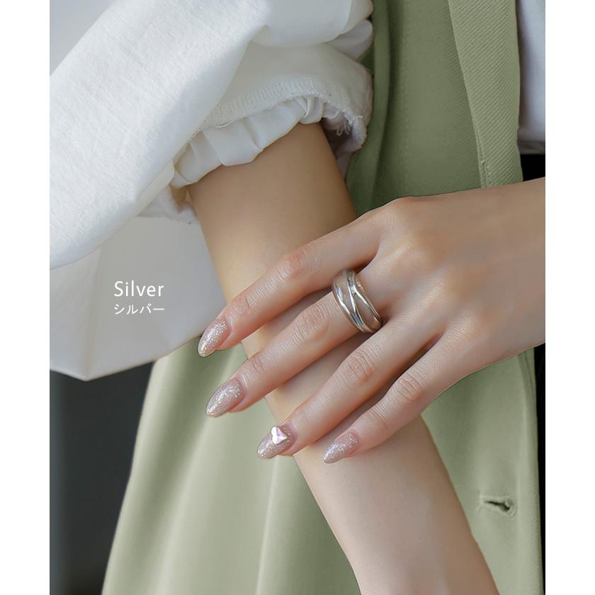 リング クリア メタル アクセサリー ニュアンス レディース 指輪 アクセ シルバー ゴールド シルバーアクセサリー ボリューム 透け感 レイヤード 重ね付け 太め | HUG.U | 08