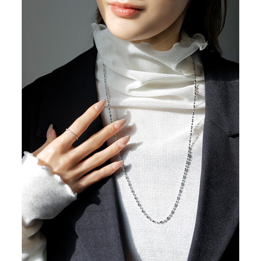 ネックレス サージカルステンレス ロング ビーズ チェーン レディース アクセサリー アクセ シルバー 銀 モチーフ 錆びにくい 金属アレルギー 対応 金アレ | HUG.U | 05