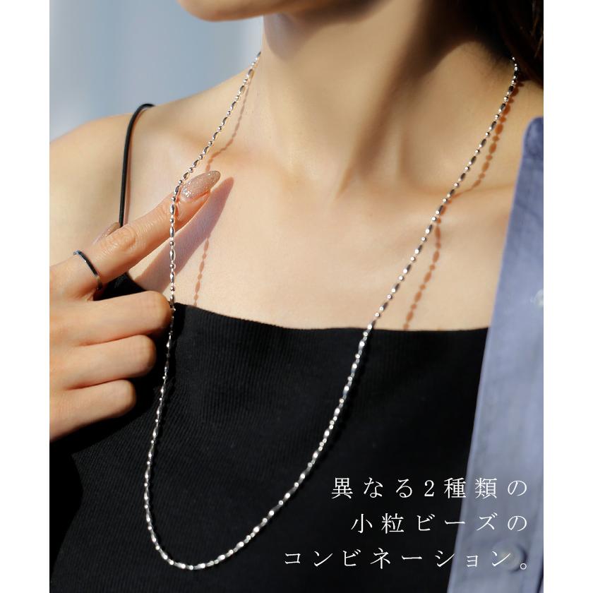 ネックレス サージカルステンレス ロング ビーズ チェーン レディース アクセサリー アクセ シルバー 銀 モチーフ 錆びにくい 金属アレルギー 対応 金アレ | HUG.U | 08