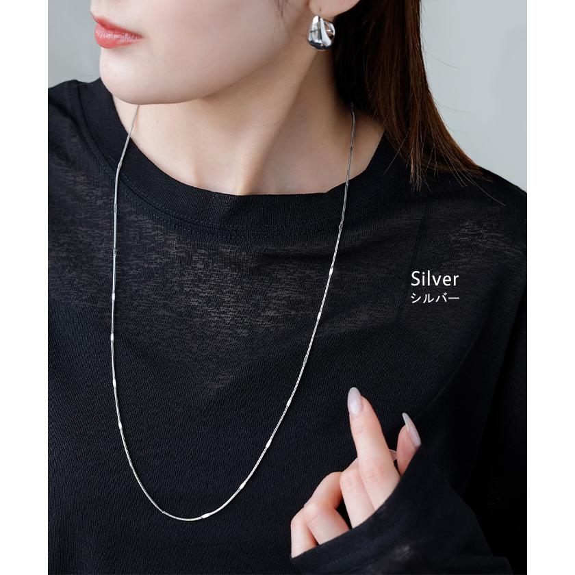 ネックレス サージカルステンレス 金アレ 対応 ロング チェーン レディース アクセサリー アクセ ニュアンス 細い 錆びにくい イージーケア 変色しにくい 水濡れ | HUG.U | 09