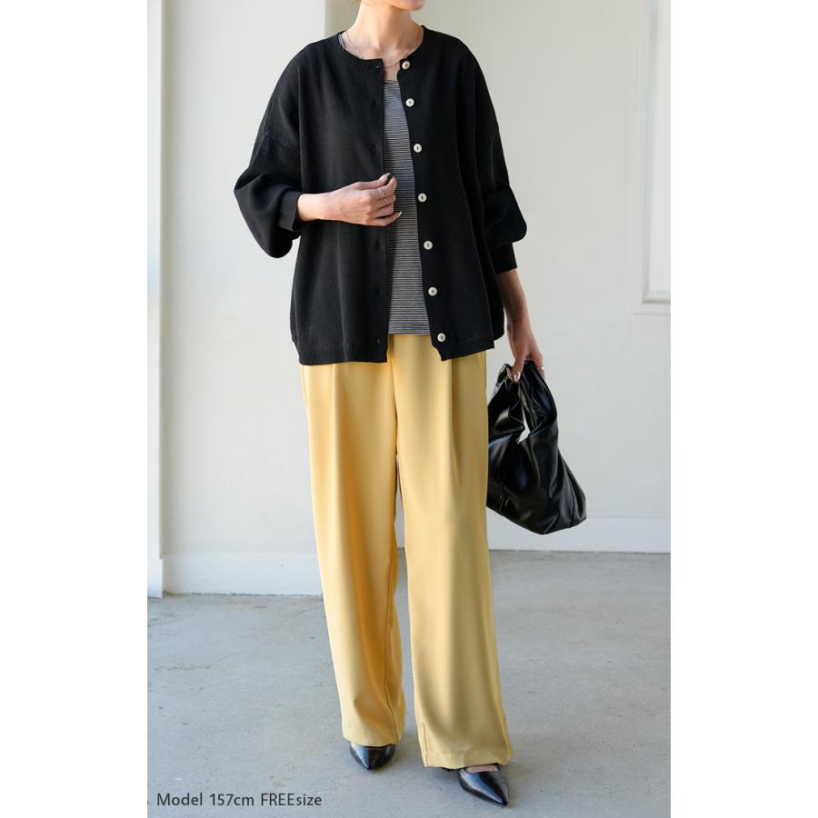 カーディガン ニット 洗える レディース トップス セーター カーデ ニットカーディガン ジャスト丈 長袖 羽織 クルーネック リブ ウォッシャブル イージーケア | HUG.U | 06