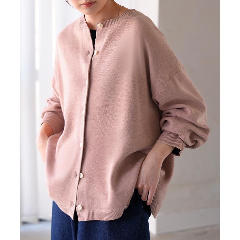 カーディガン ニット 洗える レディース トップス セーター カーデ ニットカーディガン ジャスト丈 長袖 羽織 クルーネック リブ ウォッシャブル イージーケア | HUG.U | 08