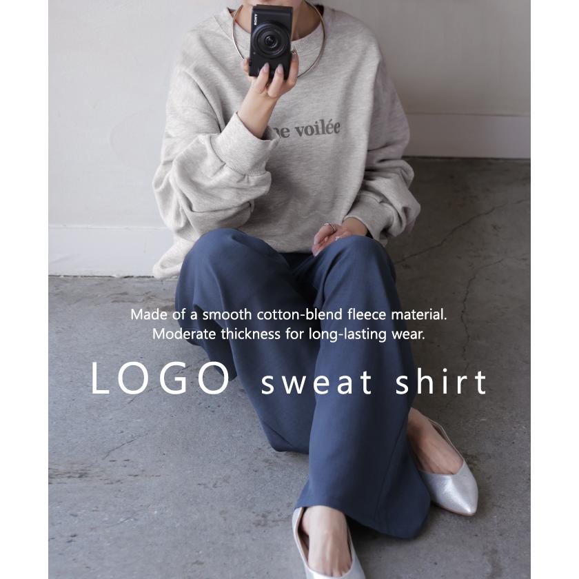 スウェット ロゴ ロゴスウェット レディース トレーナー トップス 長袖 クルーネック ジャスト丈 シリコンプリント プルオーバー 立体ロゴ 裏毛 軽い ぽわん袖 | HUG.U | 22
