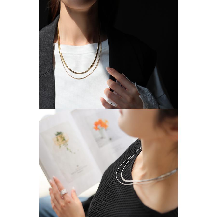 ネックレス アクセサリー サージカルステンレス 2連 シルバー ゴールド 金属アレルギー 錆びにくい セット アクセ スネークネックレス チェーンネックレス | HUG.U | 13