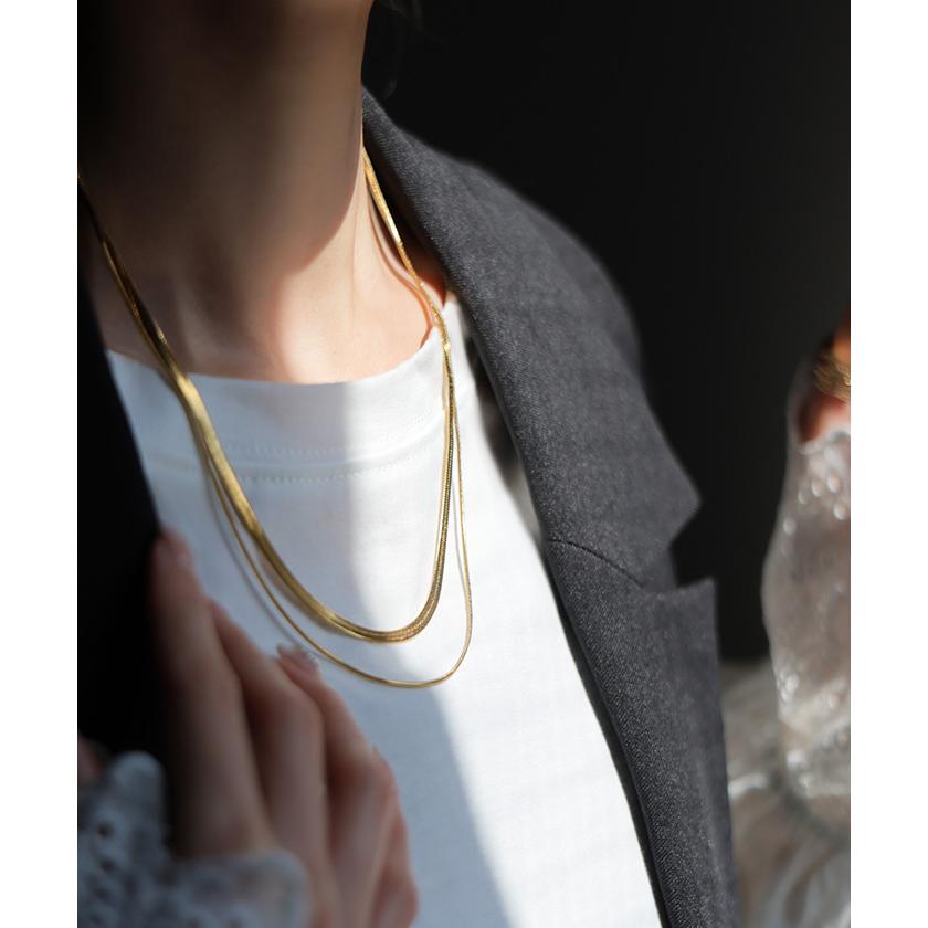 ネックレス アクセサリー サージカルステンレス 2連 シルバー ゴールド 金属アレルギー 錆びにくい セット アクセ スネークネックレス チェーンネックレス | HUG.U | 06