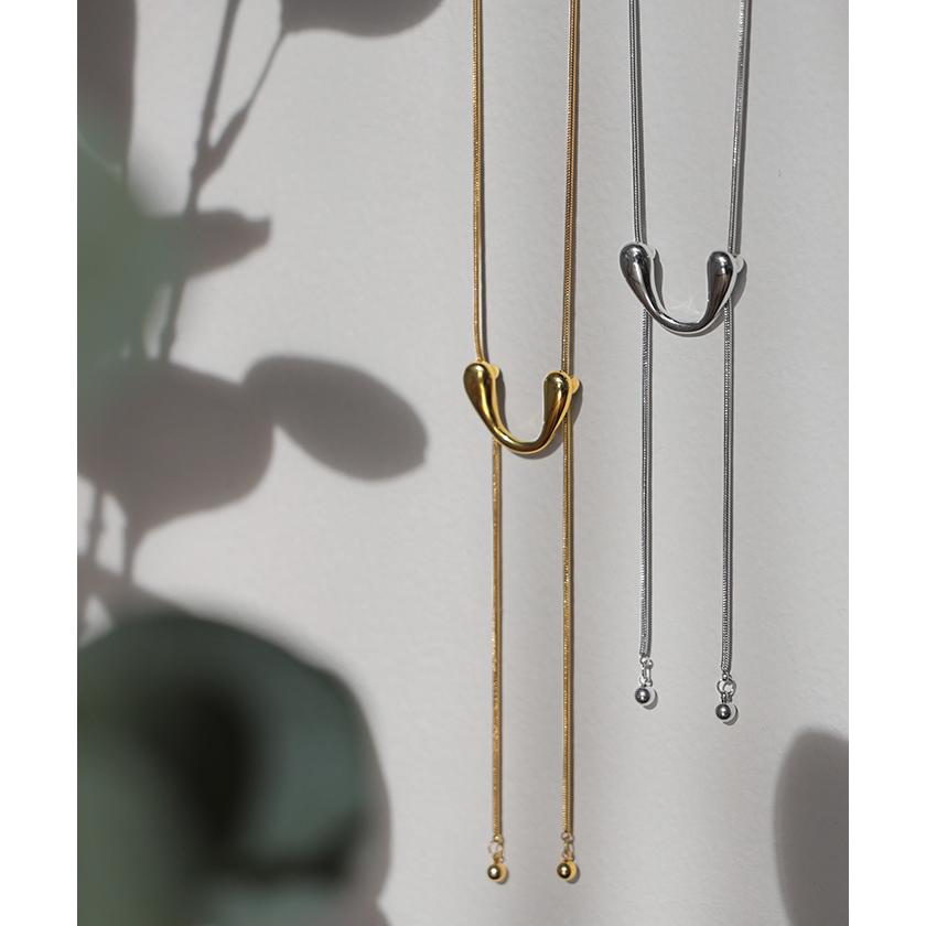 ネックレス サージカルステンレス 金アレ 対応 ロング ループ タイ レディース アクセサリー アクセ ニュアンス 錆びにくい イージーケア 変色しにくい 水濡れ | HUG.U | 14