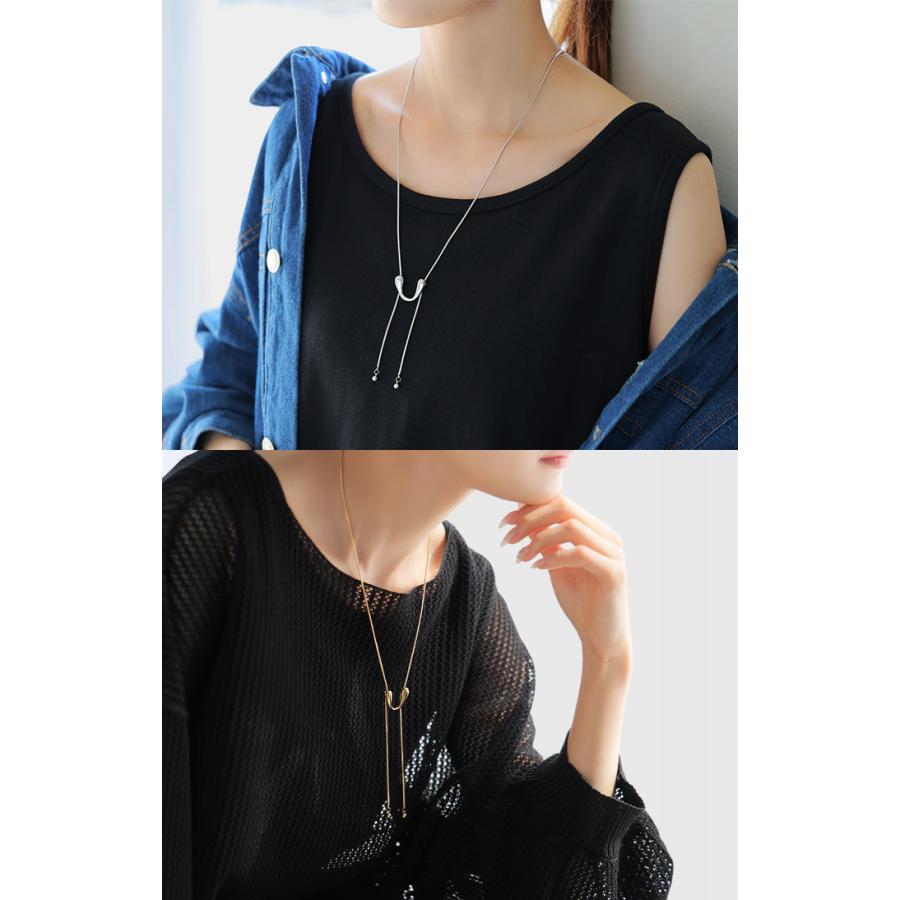 ネックレス サージカルステンレス 金アレ 対応 ロング ループ タイ レディース アクセサリー アクセ ニュアンス 錆びにくい イージーケア 変色しにくい 水濡れ | HUG.U | 04