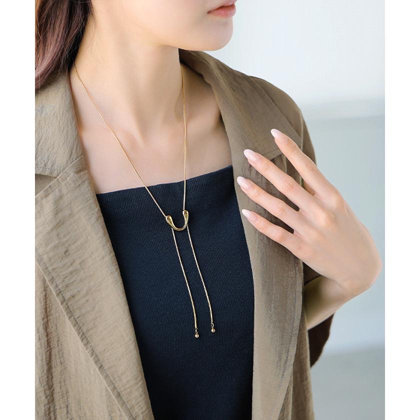 ネックレス サージカルステンレス 金アレ 対応 ロング ループ タイ レディース アクセサリー アクセ ニュアンス 錆びにくい イージーケア 変色しにくい 水濡れ | HUG.U | 06