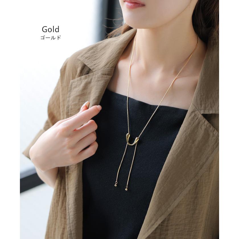 ネックレス サージカルステンレス 金アレ 対応 ロング ループ タイ レディース アクセサリー アクセ ニュアンス 錆びにくい イージーケア 変色しにくい 水濡れ | HUG.U | 09