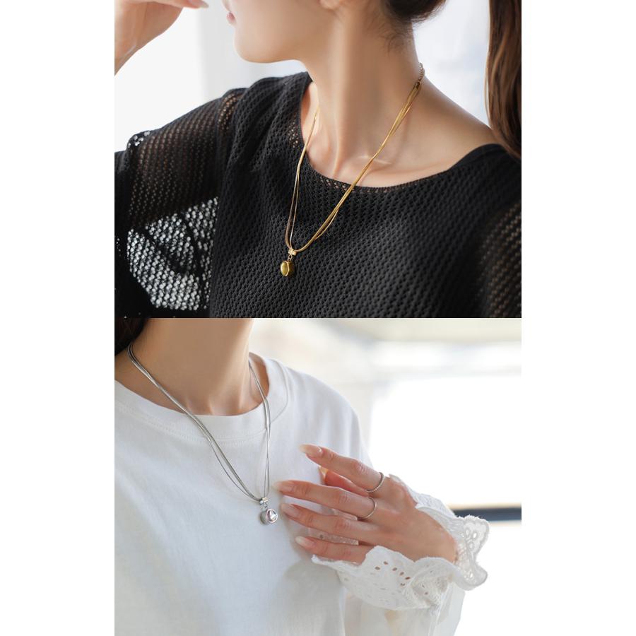 ネックレス サージカルステンレス 2連 ペンダント アクセサリー シルバー ゴールド 金属アレルギー 金アレ 錆びにくい アクセ スネークネックレス チェーン | HUG.U | 13
