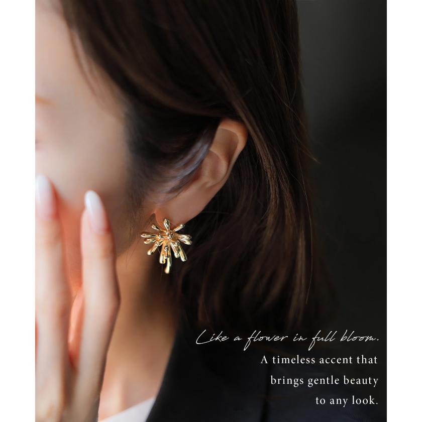 ピアス サージカルステンレス 花 モチーフ レディース アクセサリー アクセ 金アレ 水濡れ フラワー ニュアンス 錆びにくい イージーケア 変色しにくい 金属 | HUG.U | 14
