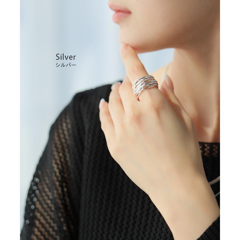 リング ニュアンス ウェーブ メタル モチーフ アクセサリー レディース 指輪 アクセ ボリューム ウェーブリング ゴールド シルバーアクセサリー オープンカフ | HUG.U | 11