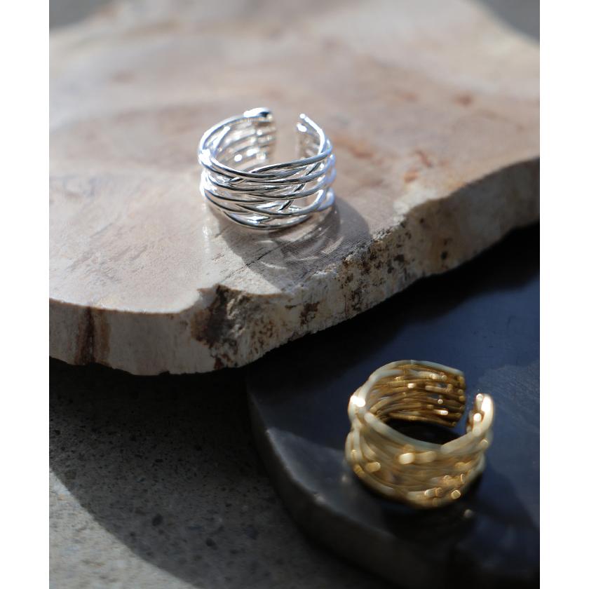 リング ニュアンス ウェーブ メタル モチーフ アクセサリー レディース 指輪 アクセ ボリューム ウェーブリング ゴールド シルバーアクセサリー オープンカフ | HUG.U | 12
