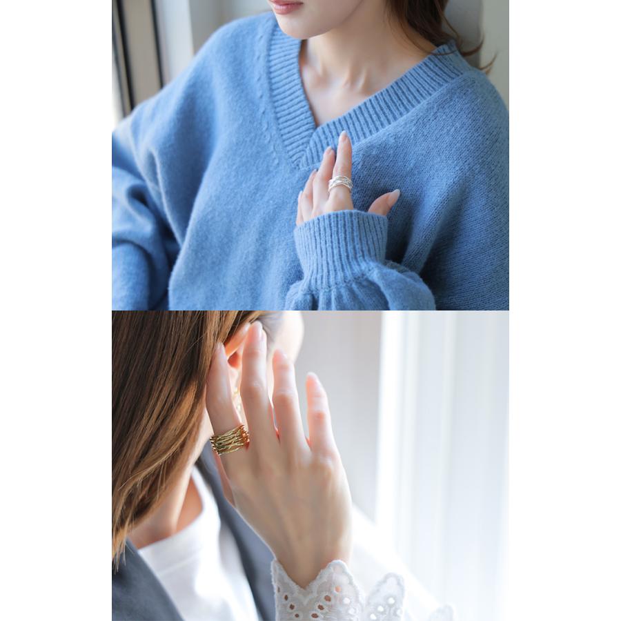 リング ニュアンス ウェーブ メタル モチーフ アクセサリー レディース 指輪 アクセ ボリューム ウェーブリング ゴールド シルバーアクセサリー オープンカフ | HUG.U | 14