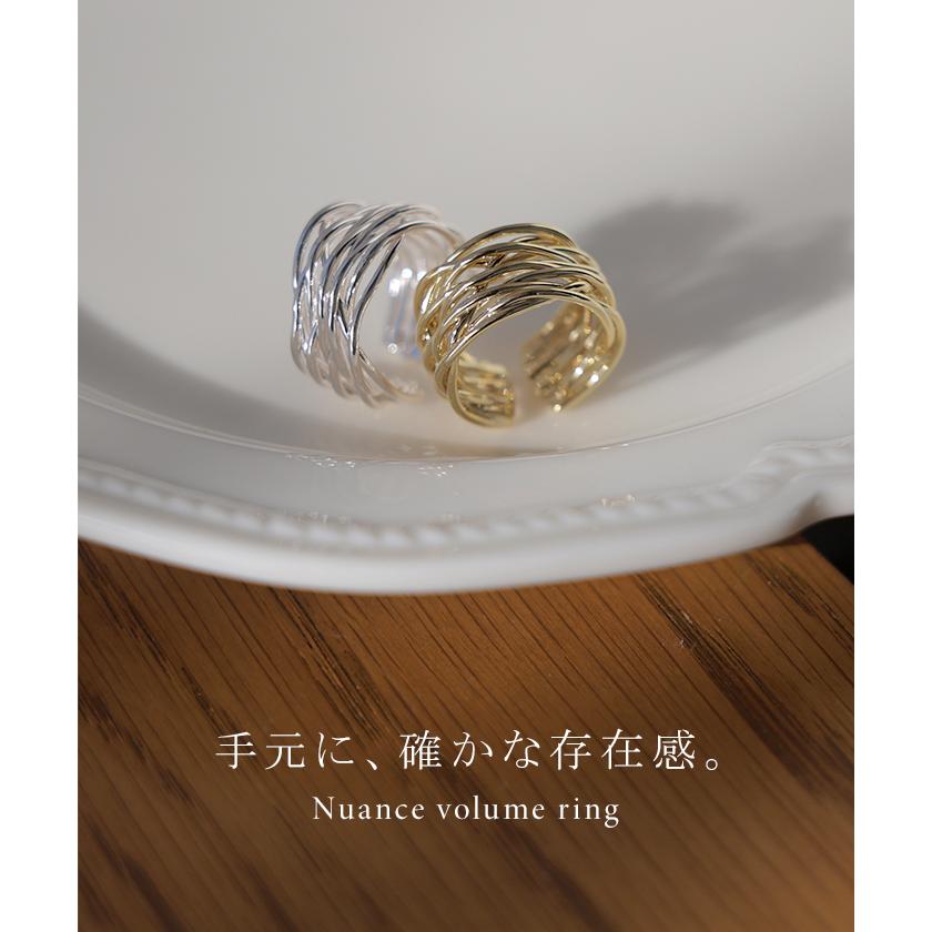 リング ニュアンス ウェーブ メタル モチーフ アクセサリー レディース 指輪 アクセ ボリューム ウェーブリング ゴールド シルバーアクセサリー オープンカフ | HUG.U | 03