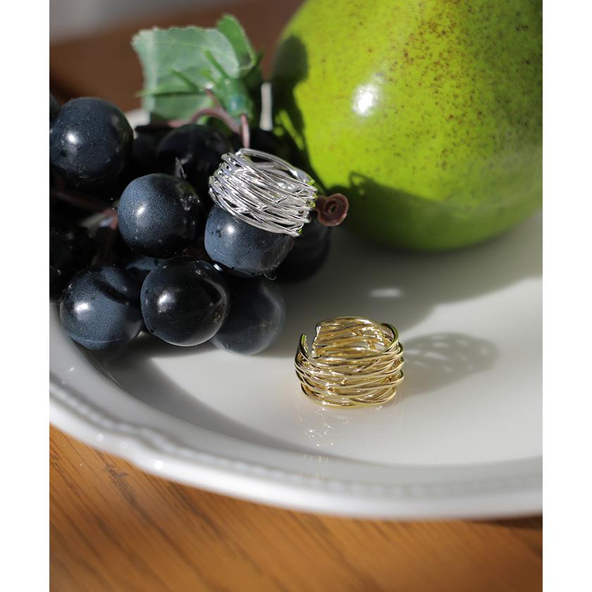 リング ニュアンス ウェーブ メタル モチーフ アクセサリー レディース 指輪 アクセ ボリューム ウェーブリング ゴールド シルバーアクセサリー オープンカフ | HUG.U | 07