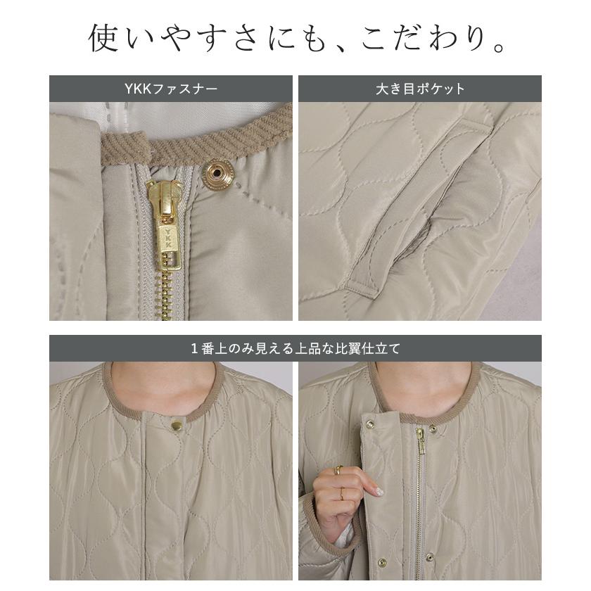 コート ロング 中綿 キルティング レディース アウター ロングコート ブルゾン キルティングコート オーバー ミリタリ ノーカラー オーバーサイズ | HUG.U | 15