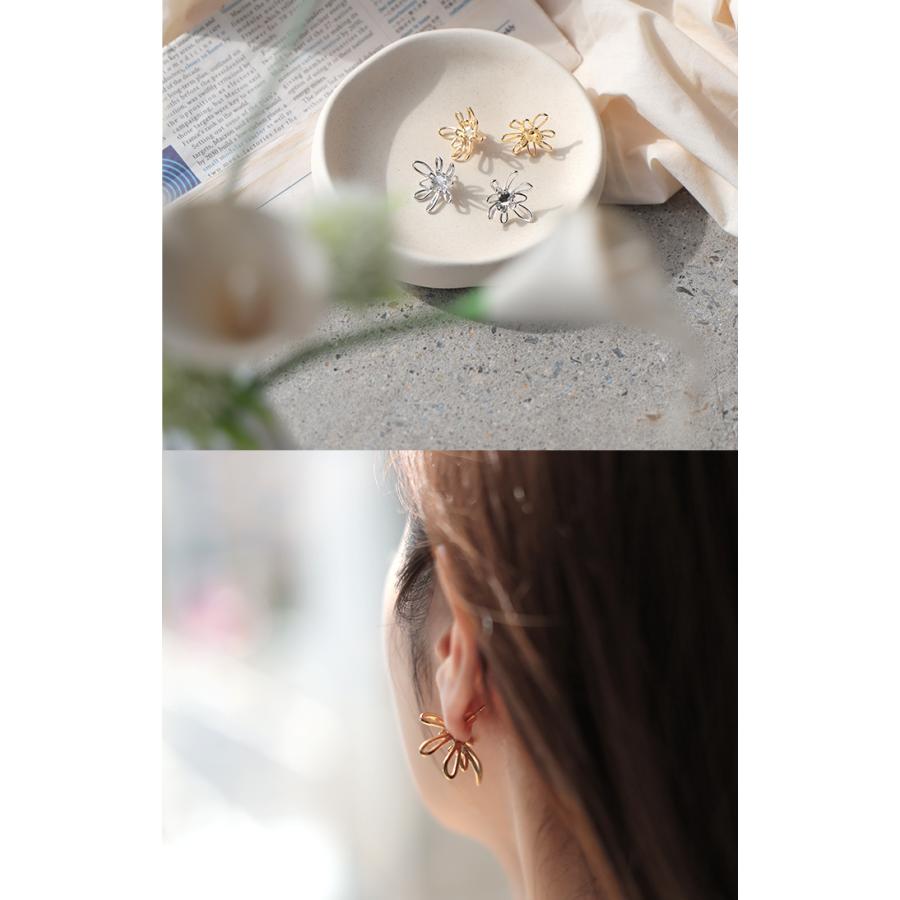 ピアス 花 モチーフ デザイン アクセサリー レディース アクセ 大ぶり 大きめ 花びら フラワー ぷっくり おしゃれ きれいめ ニュアンス シルバーアクセサリー | HUG.U | 13