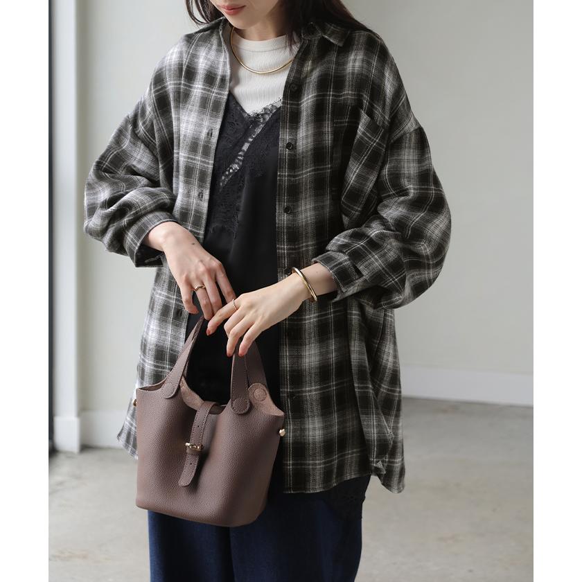 シャツ チェック ネルシャツ レディース トップス ロング ロングシャツ チェックシャツ チュニック フランネル 柄 オーバーサイズ 薄手 | HUG.U | 18