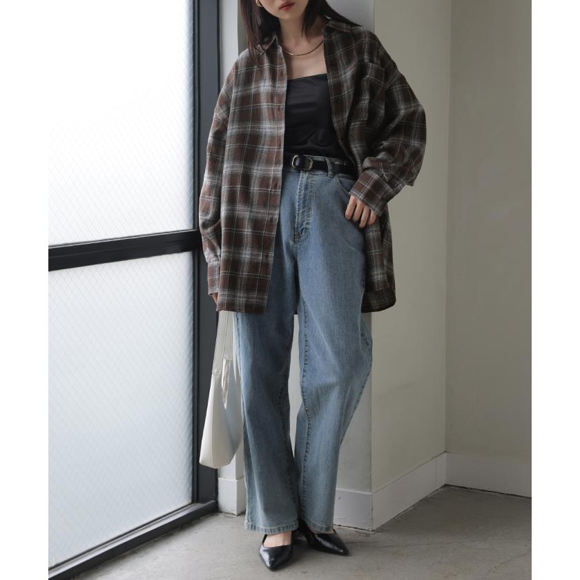 シャツ チェック ネルシャツ レディース トップス ロング ロングシャツ チェックシャツ チュニック フランネル 柄 オーバーサイズ 薄手 | HUG.U | 21