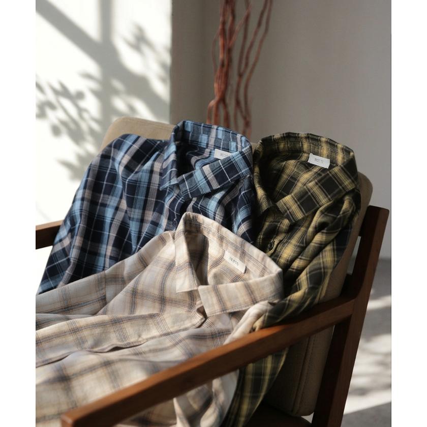 シャツ チェック リネンライク レディース トップス ブラウス ロング チェックシャツ ロングシャツ チュニック 柄 麻風 軽い 薄い 長袖 | HUG.U | 21