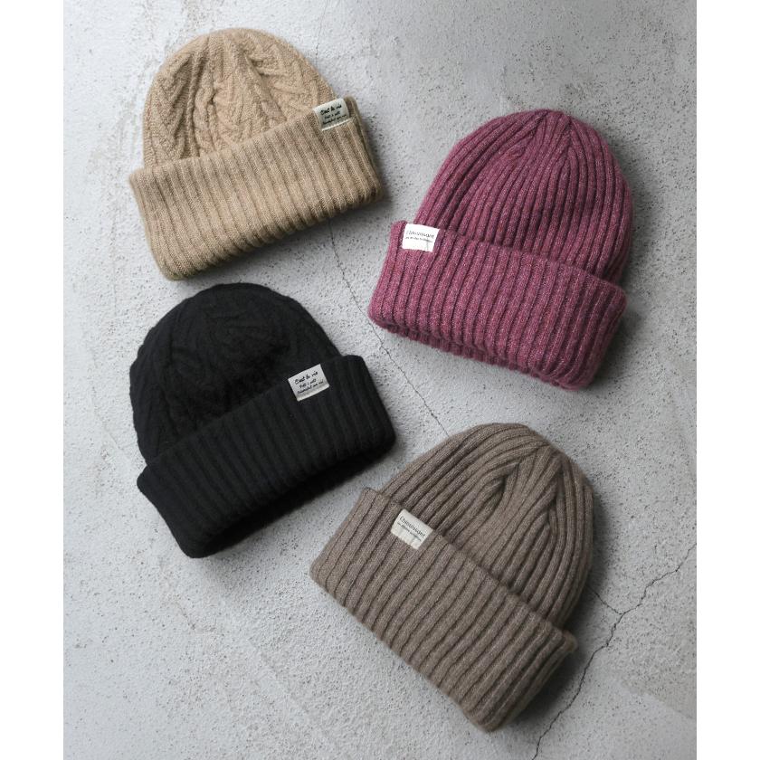 ニット帽 ニット レディース 2WAY リバーシブル リブ編み ケーブル編み ニットキャップ ニットハット ビーニー ワッチ 帽子 2way帽子 リブ | HUG.U | 07