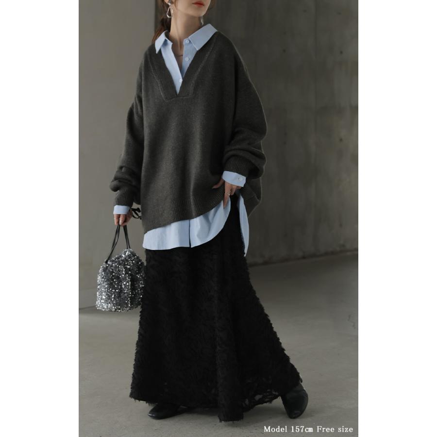 シャツ ダブルガーゼ リネン風 彼シャツ チュニック レディース ブラウス トップス ロング ロングシャツ チュニック 長袖 無地 羽織 ドルマン | HUG.U | 17