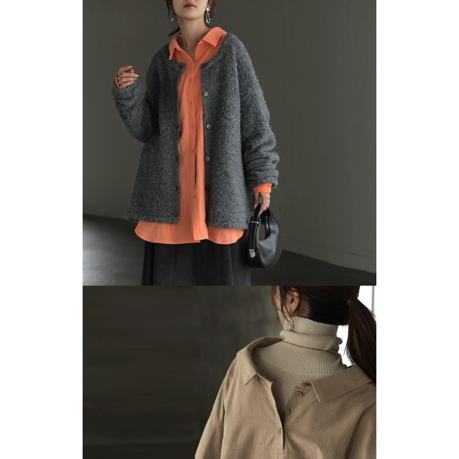 シャツ ダブルガーゼ リネン風 彼シャツ チュニック レディース ブラウス トップス ロング ロングシャツ チュニック 長袖 無地 羽織 ドルマン | HUG.U | 21