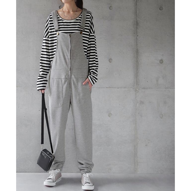 オールインワン レディース ロング丈 サロペット スウェット ルームウェア パンツ | HUG.U | 13