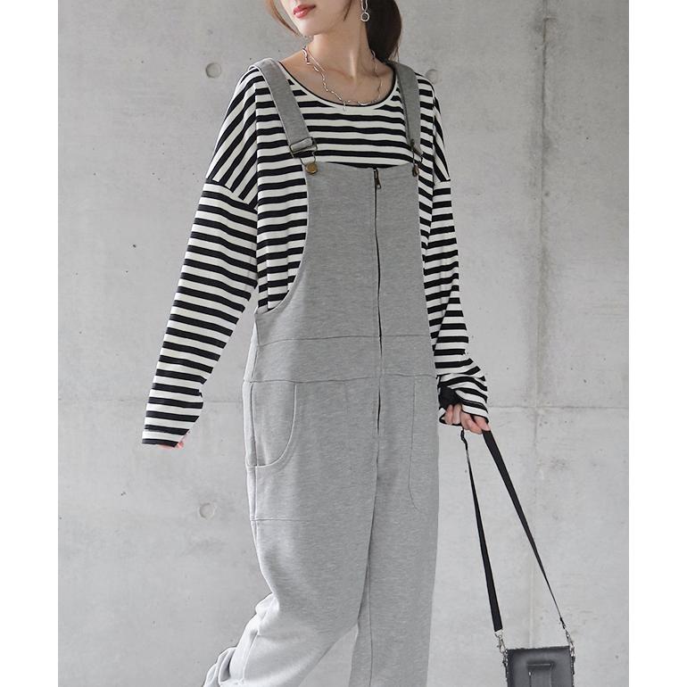 オールインワン レディース ロング丈 サロペット スウェット ルームウェア パンツ | HUG.U | 05