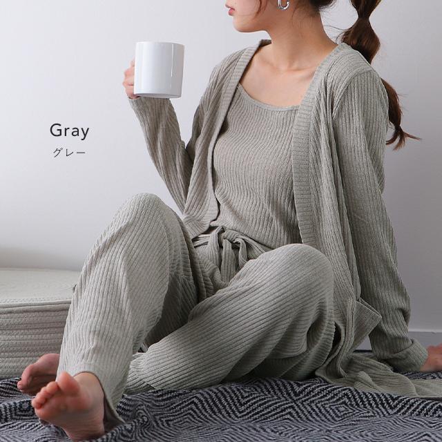 ルームウェア レディース パジャマ セットアップ ニット 部屋着 カーディガン キャミソール パンツ ロングカーディガン S338 Hug U ハグユー 通販 Yahoo ショッピング
