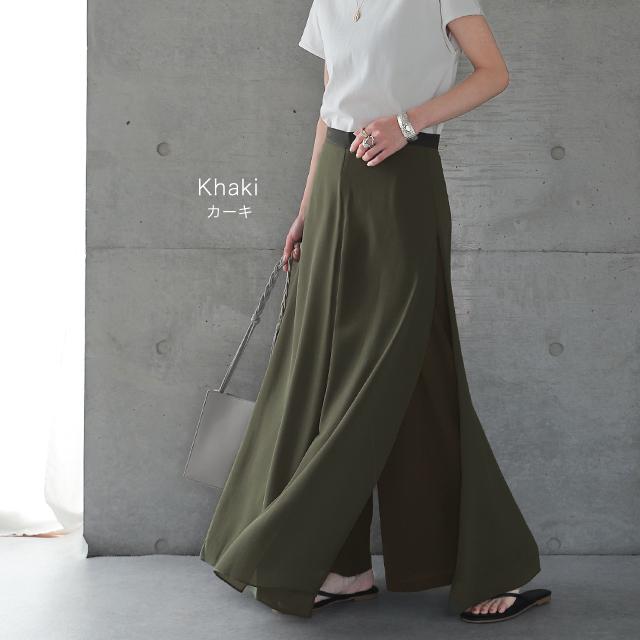 ワイドパンツ レディース 大きいサイズ ガウチョパンツ ワイドパンツルック | HUG.U | 21