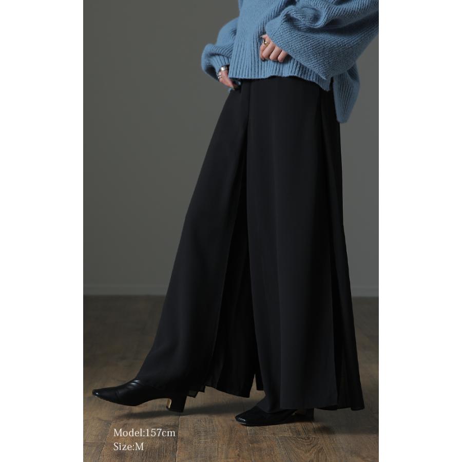 SALE ワイドパンツ レディース 大きいサイズ ガウチョパンツ ワイドパンツルック | HUG.U | 06