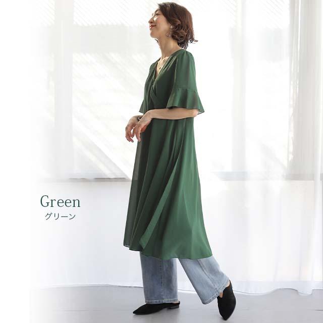 ワンピース ロングワンピース 結婚式 シフォン 半袖 パーティードレス ドレス レディース 大きいサイズ パーティー 半袖 大人MUSE | HUG.U | 23