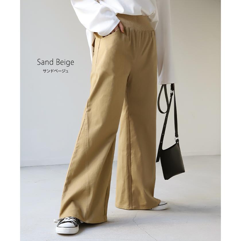 ワイドパンツ レディース パンツ チノパンツ ボトムス カーゴパンツ バギーパンツ ストレッチ チノ ロング チノパン ハイウエスト パンツ ワイド ゴム | HUG.U | 25