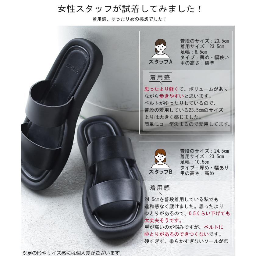サンダル フラット スライドサンダル レディース 3cm ベルト 大人 ぺたんこ つっかけ ミュール 黒 ブラック コンフォートサンダル | HUG.U | 08