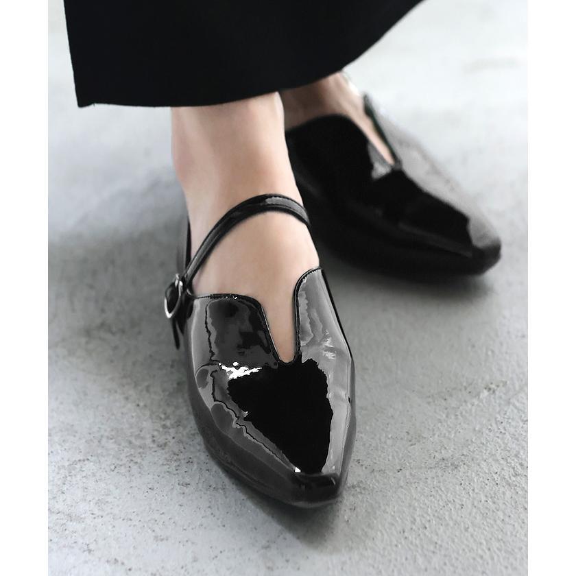 パンプス 23cm 〜 25cm シューズ レディース エナメル エナメルパンプス アーモンドトゥ ポインテッドトゥ 靴 くつ クツ 歩きやすい ヒール ローヒール | HUG.U | 05