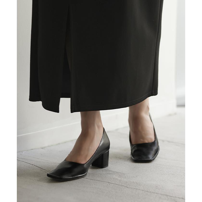 パンプス シューズ レディース スクエアトゥ スクエアトゥパンプス チャンキーヒール 歩きやすい 太ヒール 5センチ ヒール 疲れない 甲高 きれいめ モード | HUG.U | 13