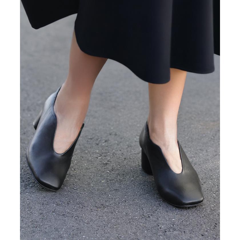 パンプス 大きいサイズ有 23.0cm 〜 25.0cm ブーツ シューズ レディース ブーティー ショートブーツ Vカット 歩きやすい 太ヒール 5センチ ヒール | HUG.U | 05