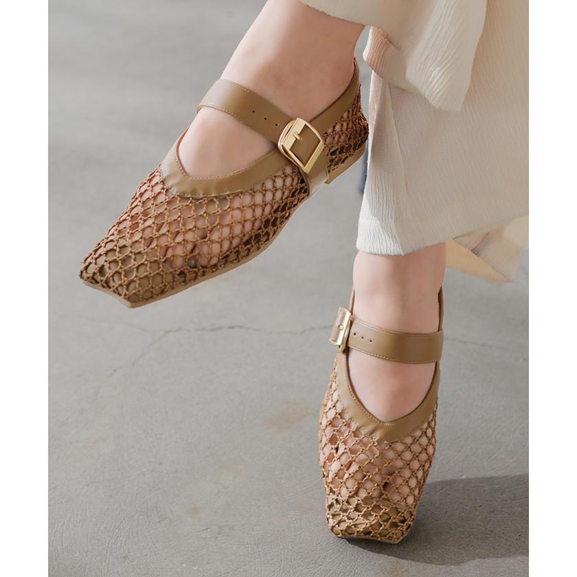 パンプス シューズ レディース 靴 ローファー メッシュ フラット サンダル ぺたんこ ローヒール 歩きやすい | HUG.U | 06