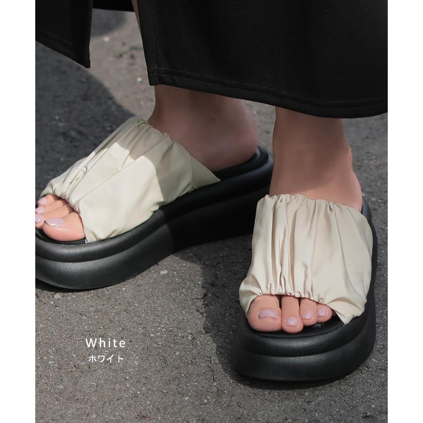 サンダル 厚底 ギャザー レディース 6cm ソール 厚底サンダル 厚底ソール ウェッジソール ウェッジソールサンダル | HUG.U | 11