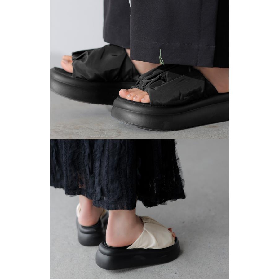 サンダル 厚底 ギャザー レディース 6cm ソール 厚底サンダル 厚底ソール ウェッジソール ウェッジソールサンダル | HUG.U | 12