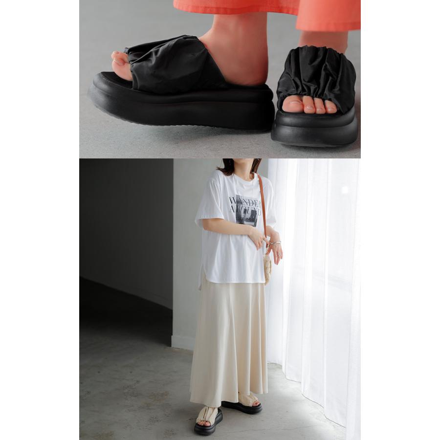 サンダル 厚底 ギャザー レディース 6cm ソール 厚底サンダル 厚底ソール ウェッジソール ウェッジソールサンダル | HUG.U | 14