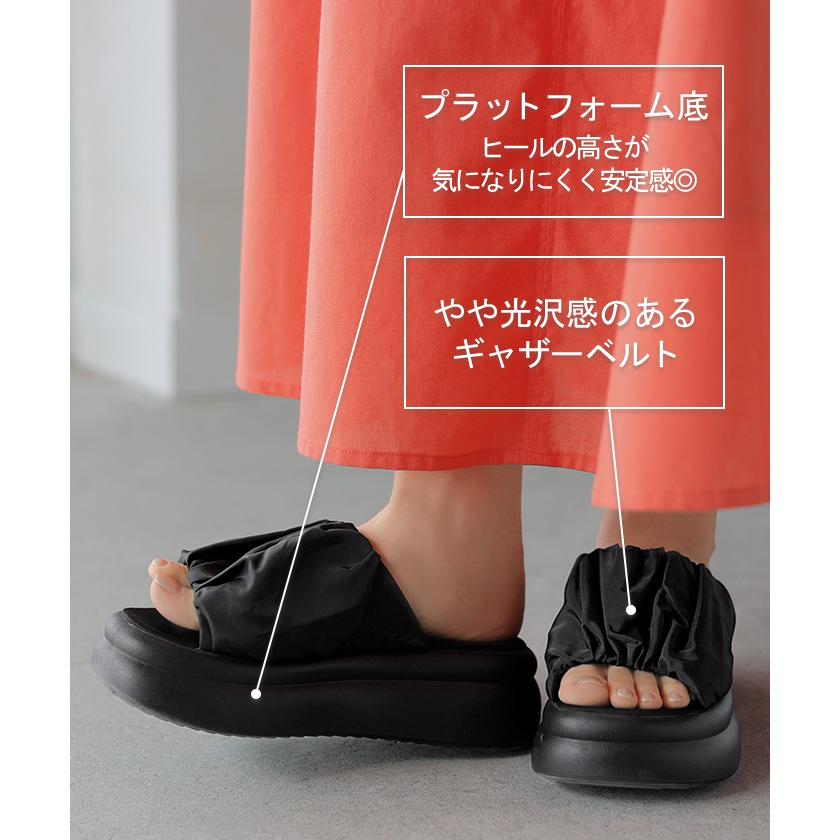 HUG.U サンダル 厚底 ギャザー レディース 6cm ソール 厚底 HUG.U サンダル 厚底 ギャザー レディース 6cm ソール 厚底
