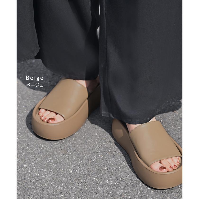 サンダル 厚底 レザー 風 レディース 5cm ソール 厚底サンダル 厚底ソール ウェッジソール ウェッジソールサンダル | HUG.U | 10
