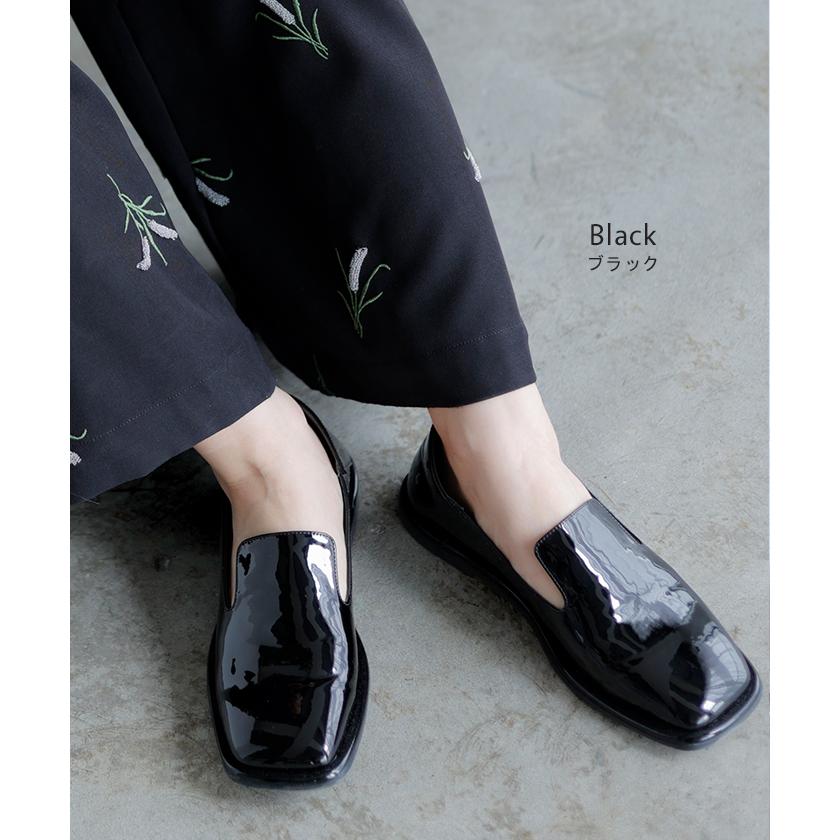 靴 ローファー シューズ レディース エナメル フラット ぺたんこ 歩きやすい スクエアトゥ パンプス ローヒール | HUG.U | 12