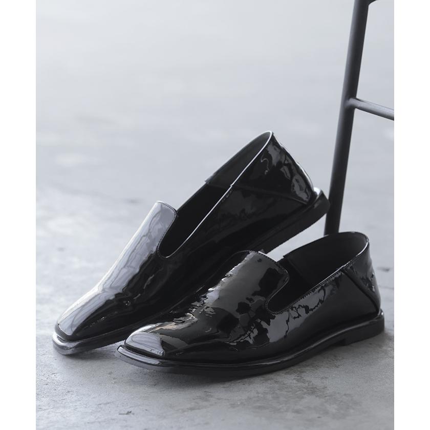 靴 ローファー シューズ レディース エナメル フラット ぺたんこ 歩きやすい スクエアトゥ パンプス ローヒール | HUG.U | 09