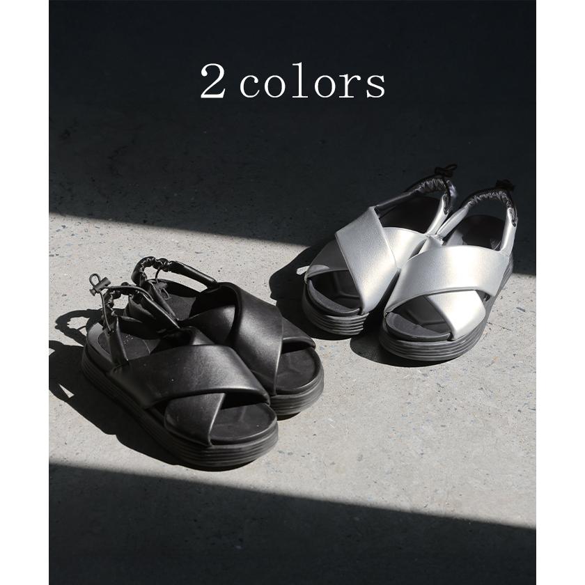 サンダル 軽量 シューズ レディース 厚底 ウェッジソール スポーツサンダル クロス 歩きやすい オープントゥ | HUG.U | 10