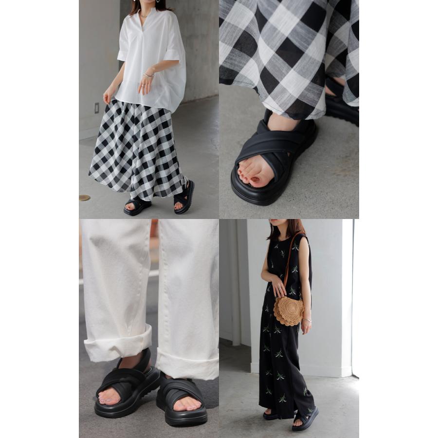 サンダル 厚底 シューズ 靴 軽量 クロス ベルト 歩きやすい オープントゥ きれいめ おしゃれ カジュアル | HUG.U | 14